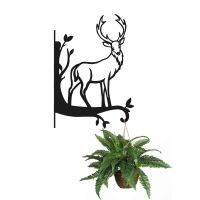 Steel Contemporary Stag Hanging Basket Bracket with Planter Steel Contemporary Stag Hanging Basket Bracket with Planter