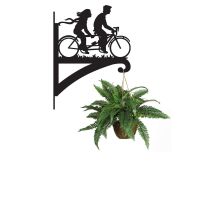 Steel Couple on Tandem Bike Hanging Basket Bracket with Planter