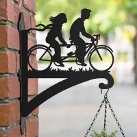 Steel Couple on Tandem Bike Hanging Basket Bracket in Situ