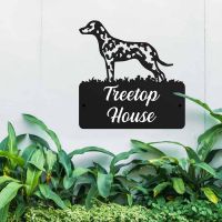 Steel House Name Sign with Dalmatian Dog Design Steel House Name Sign with Dalmatian Dog Design