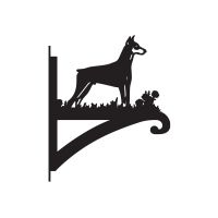 Close-Up of Steel Doberman Dog Hanging Basket Bracket