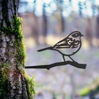 Steel Dunnock Tree Spike - Black in Situ