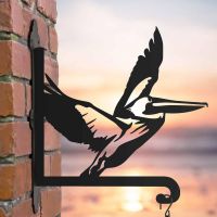 Steel Hanging Basket Bracket with Flying Pelican Topper