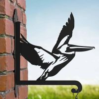 Steel Hanging Basket Bracket with Flying Pelican Motif