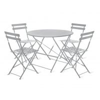Steel Folding Bistro Set in a Chalk Finish 