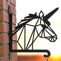 Steel Geometric Unicorn Hanging Basket Bracket in Situ Steel Geometric Unicorn Hanging Basket Bracket in Situ