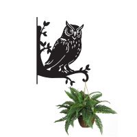Steel Great Horned Owl Hanging Basket Bracket with Planter
