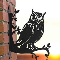 Steel Hanging Basket Bracket with Great Horned Owl Topper