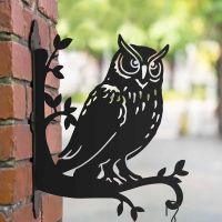 Steel Great Horned Owl Hanging Basket Bracket in Situ