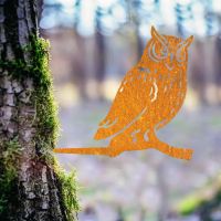 Steel Great Horned Owl Tree Spike - Rustic in Situ