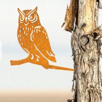 Rustic Steel Great Horned Owl Tree Spike in Situ