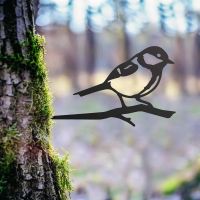 Black Steel Tree Spike with Great Tit Design