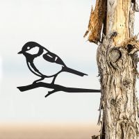 Black Steel Tree Spike with Great Tit Motif