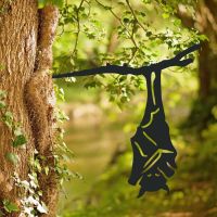 Black Steel Hanging Bat Tree Spike in Situ