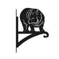 Steel Hippo Looking Right Hanging Basket Bracket on White Background Steel Hippo Looking Right Hanging Basket Bracket on White Background