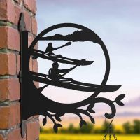 Steel Kayaking Couple Hanging Basket Bracket Steel Kayaking Couple Hanging Basket Bracket