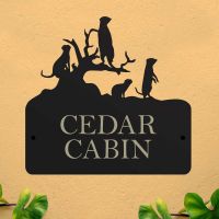 Steel House Name Sign with Meerkat Family Motif