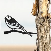 Black Steel Tree Spike with Pied Wagtail Motif