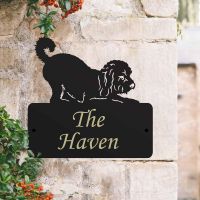 Steel Playful Cockapoo Dog House Name Sign