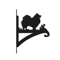 Close-Up of Steel Pomeranian Dog Hanging Basket Bracket Close-Up of Steel Pomeranian Dog Hanging Basket Bracket