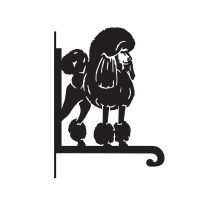 Close-Up of Steel Poodle Dog Hanging Basket Bracket