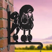 Steel Hanging Basket Bracket with Poodle Dog Topper