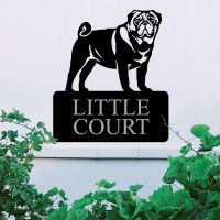 Steel Pug Dog House Name Sign in Situ