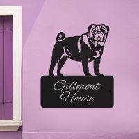 Steel House Name Sign with Pug Dog Motif