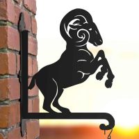Steel Hanging Basket Bracket with Rearing Ram Motif