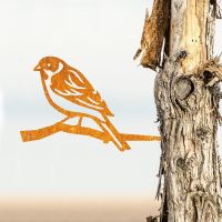 Rustic Steel Reed Bunting Tree Spike in Situ