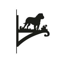 Close-Up of Steel Rottweiler Dog Hanging Basket Bracket