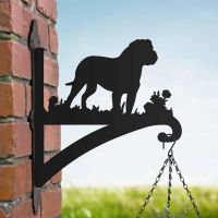 Steel Rottweiler Dog Hanging Basket Bracket in SItu