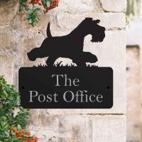  Steel Running Miniature Schnauzer House Name Sign in Situ