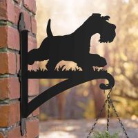 Steel Running Miniature Schnauzer Hanging Basket Bracket in Situ