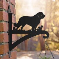 Steel Hanging Basket Bracket with Saint Bernard Dog Design