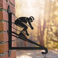 Steel Hanging Basket Bracket with Skiing Motif