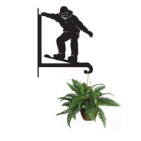Steel Snowboarder Hanging Basket Bracket with Planter Steel Snowboarder Hanging Basket Bracket with Planter