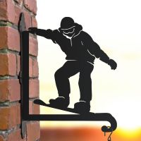 Steel Hanging Basket Bracket with Snowboarder Motif Steel Hanging Basket Bracket with Snowboarder Motif