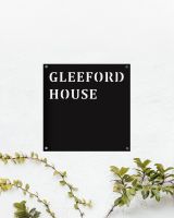 Steel Square House Name Sign Finished in Black