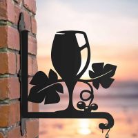 Steel Hanging Basket Bracket with Summer Wine Glass Topper Steel Hanging Basket Bracket with Summer Wine Glass Topper