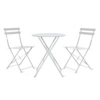 Steel Folding Bistro Set in a Chalk Finish 