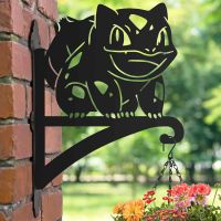 Steel Hanging Basket Bracket with Unevolved Cartoon Amphibian Topper Steel Hanging Basket Bracket with Unevolved Cartoon Amphibian Topper