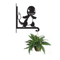 Steel Unevolved Fire Lizard Character Hanging Basket Bracket with Planter Steel Unevolved Fire Lizard Character Hanging Basket Bracket with Planter