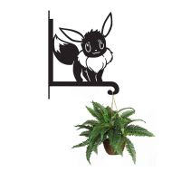 Steel Unevolved Furry Brown Creature Hanging Basket Bracket with Planter