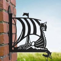 Steel Viking Ship Hanging Basket Bracket in Situ Steel Viking Ship Hanging Basket Bracket in Situ