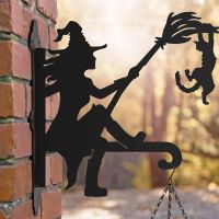 Steel Witch with Cat Hanging Basket Bracket Steel Witch with Cat Hanging Basket Bracket