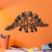 Geometric Iron Stegosaurus Wall Art on an Orange Wall Geometric Iron Stegosaurus Wall Art on an Orange Wall
