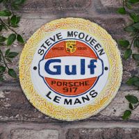 Steve McQueen "Gulf" Cast Automobilia Reproduction Sign in Situ Outdoors Steve McQueen "Gulf" Cast Automobilia Reproduction Sign in Situ Outdoors