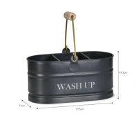 Black Wash Up Storage Tidy with Wooden Handle Measurements