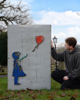 Street Art Letting Go of Balloon Oil Drum Scrap Metal Wall Art in Grey Street Art Letting Go of Balloon Oil Drum Scrap Metal Wall Art in Grey